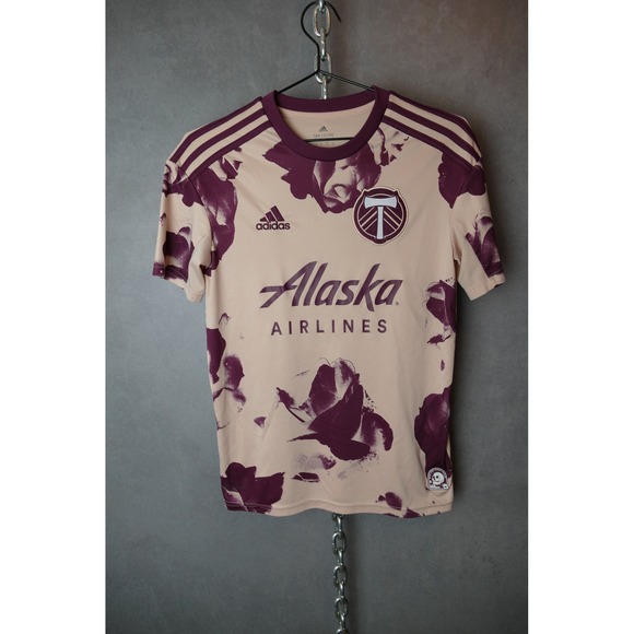 Adidas Portland Timbers Alaska Airlines Soccer Jersey Floral Kids Youth - Picture 1 of 9